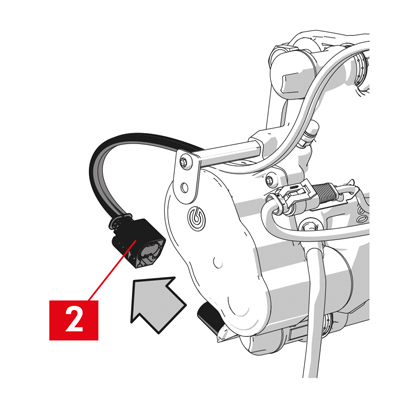 Trennen Sie das Stromkabel (Punkt 2) vom Getriebemotor.