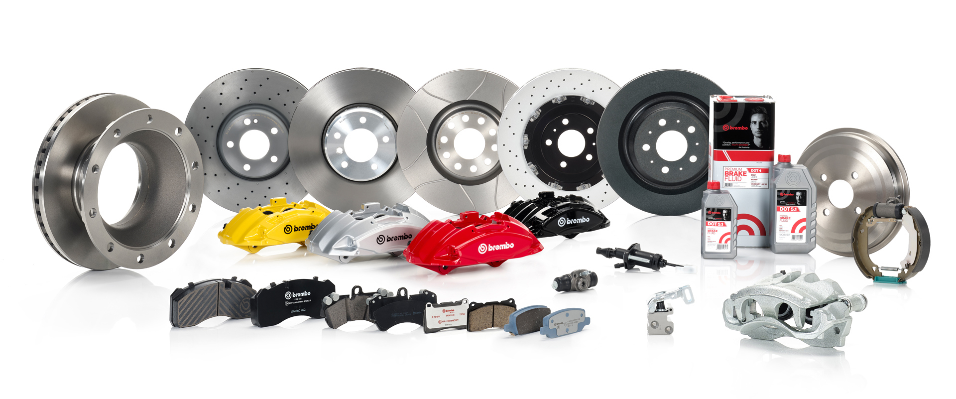 Čtyři produktové řady náhradních dílů Brembo: Essential, Prime, Beyond a Xtra