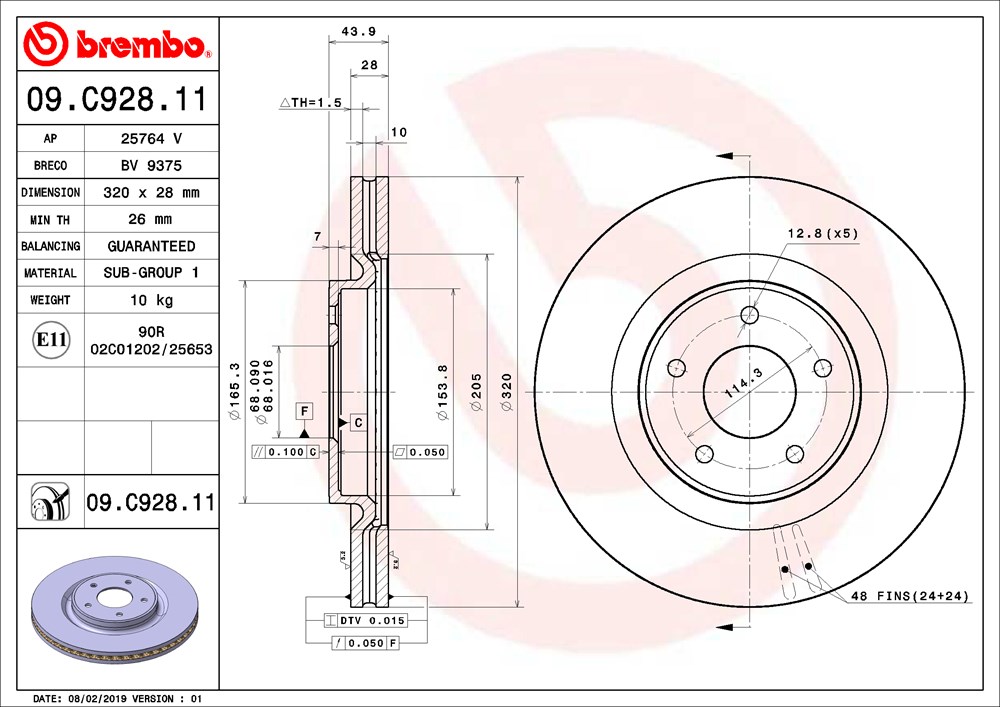 Brake disc Brembo 09.C928.11