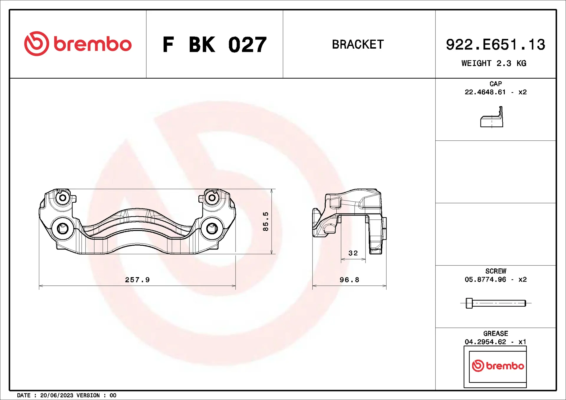 LCV caliper brackets Brembo F BK 027