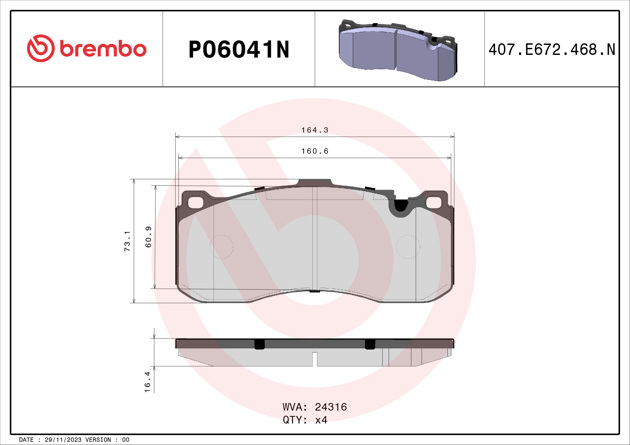 Brake pad Brembo P06041N