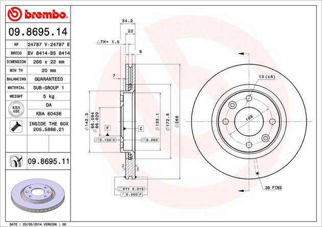 Brake disc Brembo 09.8695.11