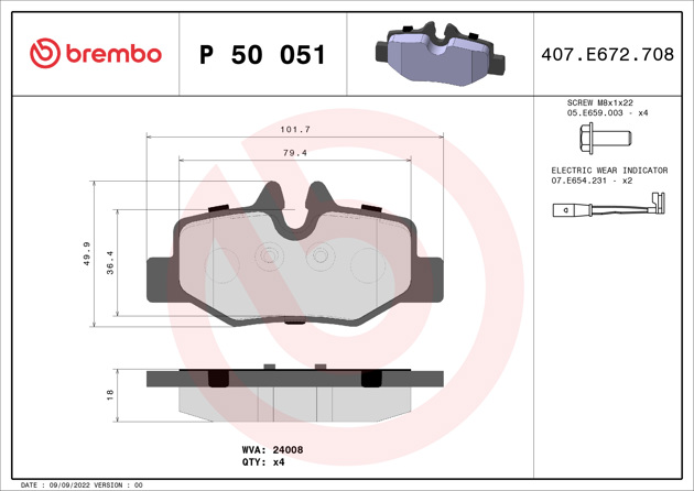 Brake pad Brembo P 50 051