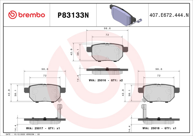 Brake pad Brembo P83133N