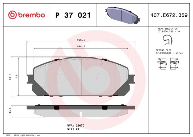 Brake pad Brembo P 37 021