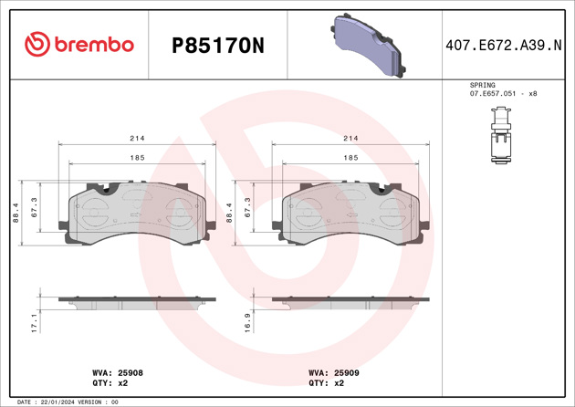 Brake pad Brembo P85170N