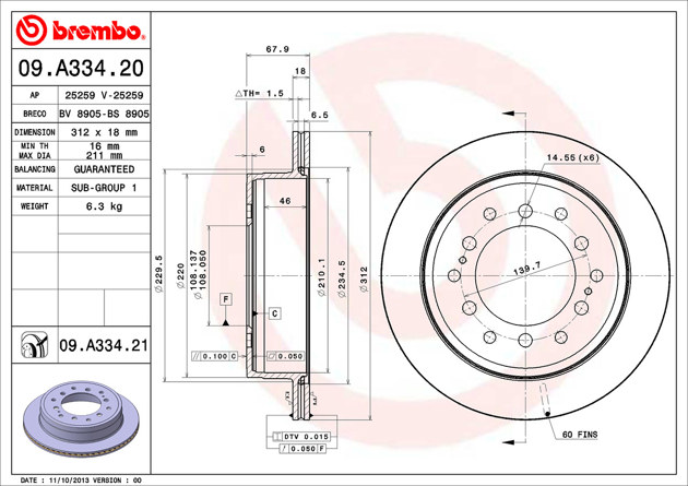 Brake disc Brembo 09.A334.21