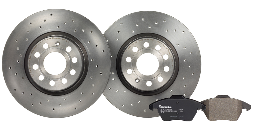 BREMBO Coated Disc Line Brake Set Front Axle with Perforated