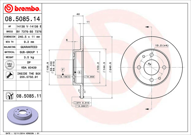 Disco Brembo 08.5085.11