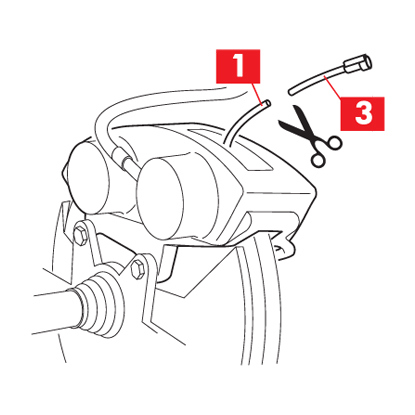 De kabel van de slijtage-indicator is op 3-4 cm van de aansluiting afgesneden.