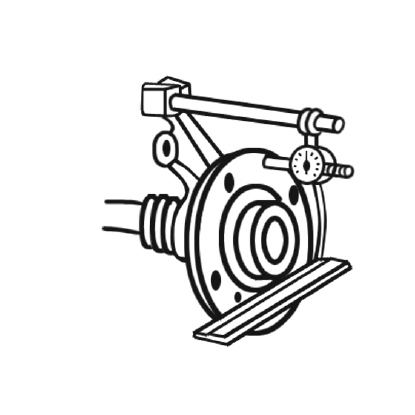 11. If the runout measurement is unacceptable, measure the runout of the wheel hub mounting face; if necessary, replace the hub and refit the disc.