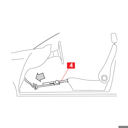 O pedal do travão é pressionado pelo espaçador.